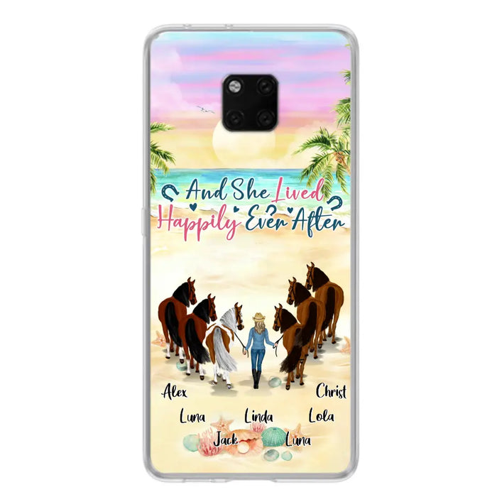 Custom Personalized Horse Girl Phone Case - Upto 6 Horses - Gift Idea for Horse Lovers - And She Lived Happily Ever After - Case for Xiaomi/Huawei/Oppo