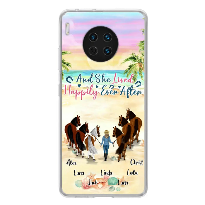 Custom Personalized Horse Girl Phone Case - Upto 6 Horses - Gift Idea for Horse Lovers - And She Lived Happily Ever After - Case for Xiaomi/Huawei/Oppo