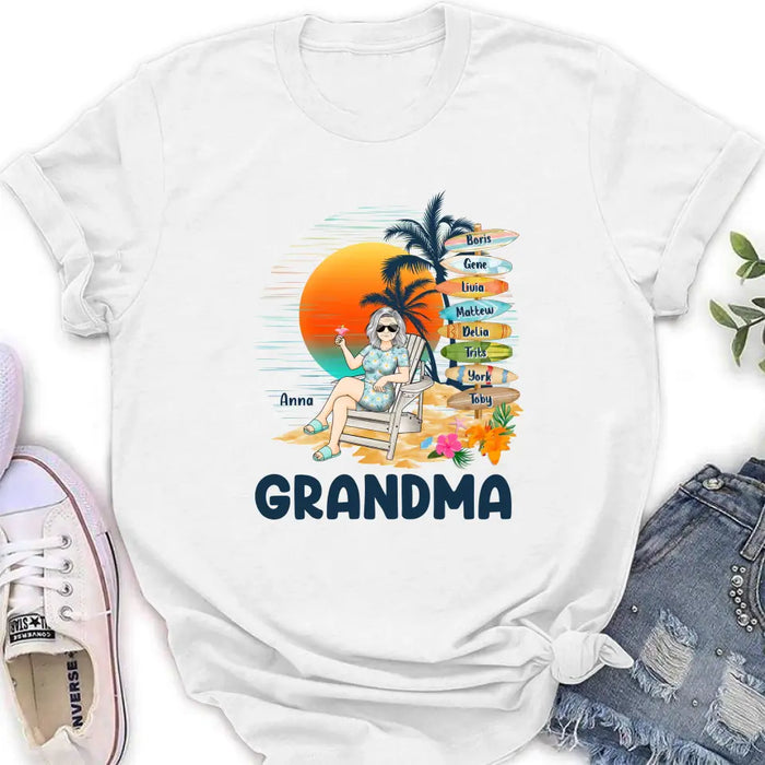 Custom Personalized Nana's Life Summer Shirt/Hoodie - Gift Idea for Grandma/ Grandpa - Custom Title Name - Upto 8 Kids