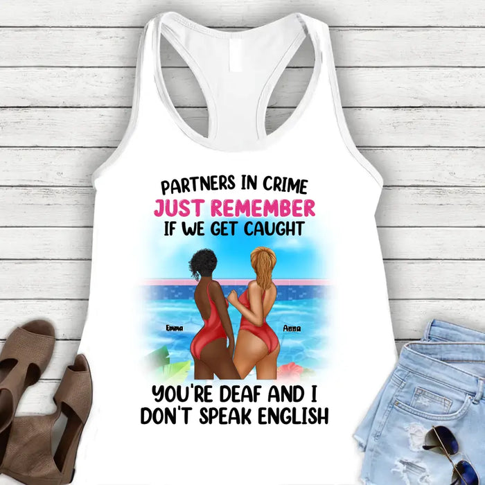 Personalized Friend AOP Women's Racerback Tank Top - Gift Idea For Friends/Besties - Summer Gift - Partners In Crime