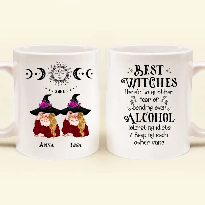 Custom Personalized Besties Witches Coffee Mug - Halloween Gift Idea for Besties/Friends - Best Witches