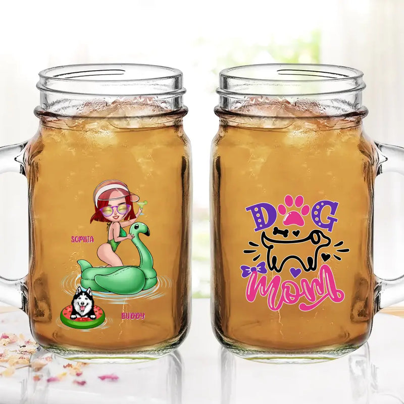 Personalized Dog Mom Mason Jug with Straw - Up to 4 Dogs - Gift Idea for Dog Lovers - Dog Mom