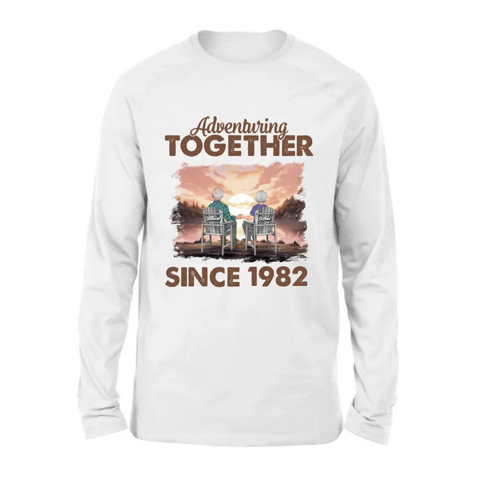 Custom Personalized Old Couple Shirt/Hoodie -Gift Idea for Couple/Husband/Wife - Adventuring Together