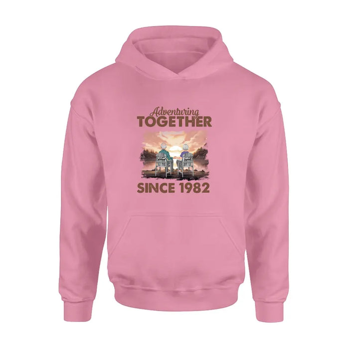 Custom Personalized Old Couple Shirt/Hoodie -Gift Idea for Couple/Husband/Wife - Adventuring Together