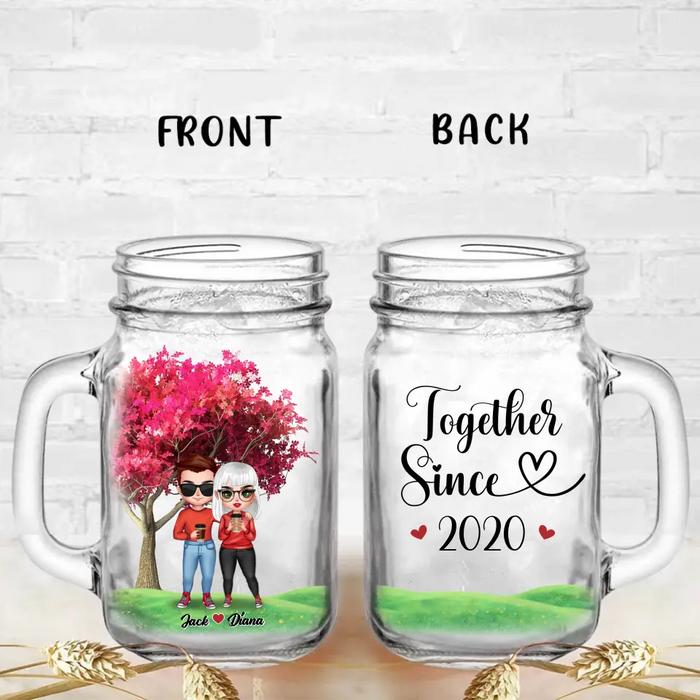 Custom Personalized Couple Mason Jug - Wedding/Anniversary Gift Idea for Couple - Together