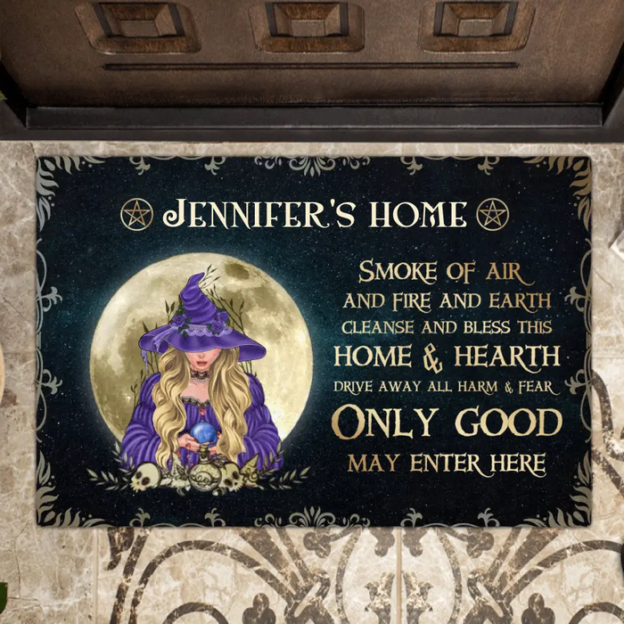 Custom Personalized Witch Doormat - Halloween Gift Idea For Friend/Wiccan Decor/Pagan Decor - Only Good May Enter Here