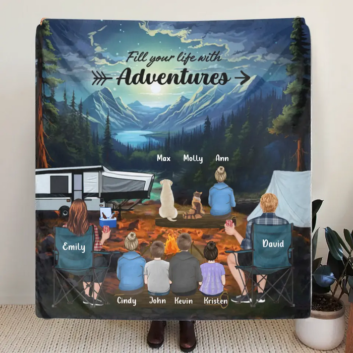 Custom Personalized Rocky Mountain National Park Quilt/Single Layer Fleece Blanket - Gift Idea For Couple, Camping Lovers, Family - Upto 5 Kids, 4 Pets - Fill Your Life With Adventures