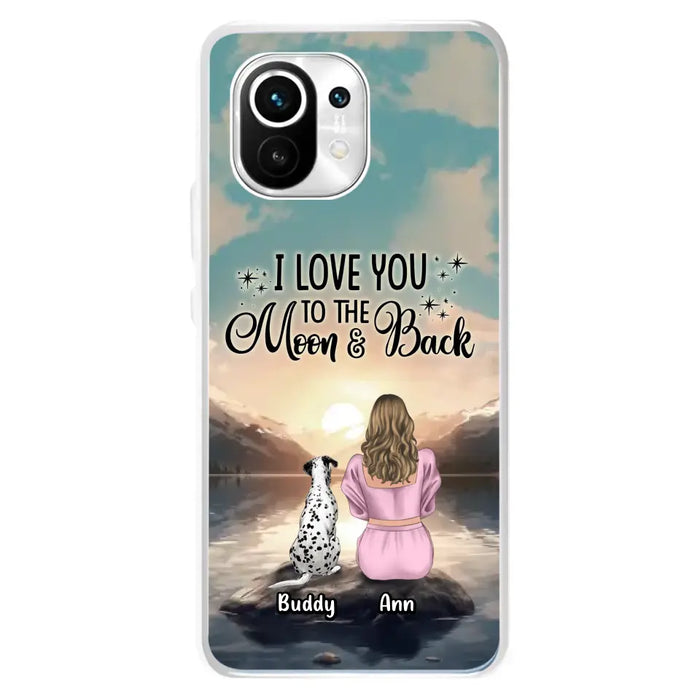 Custom Personalized Dog Mom Phone Case - Upto 6 Dogs - Gift Idea for Dog Lovers - I Love You To The Moon & Back - Case for Xiaomi/Huawei/Oppo