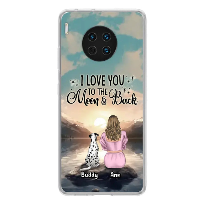 Custom Personalized Dog Mom Phone Case - Upto 6 Dogs - Gift Idea for Dog Lovers - I Love You To The Moon & Back - Case for Xiaomi/Huawei/Oppo