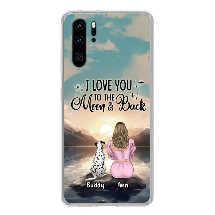 Custom Personalized Dog Mom Phone Case - Upto 6 Dogs - Gift Idea for Dog Lovers - I Love You To The Moon & Back - Case for Xiaomi/Huawei/Oppo