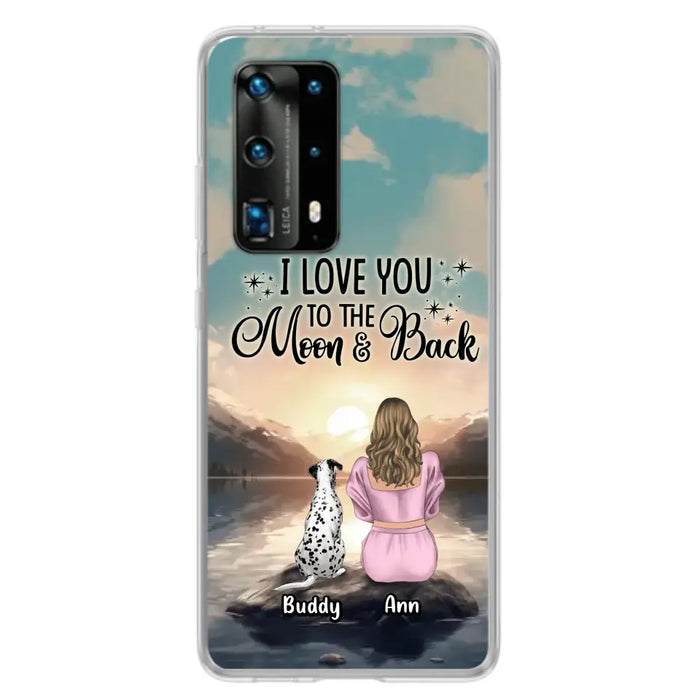 Custom Personalized Dog Mom Phone Case - Upto 6 Dogs - Gift Idea for Dog Lovers - I Love You To The Moon & Back - Case for Xiaomi/Huawei/Oppo