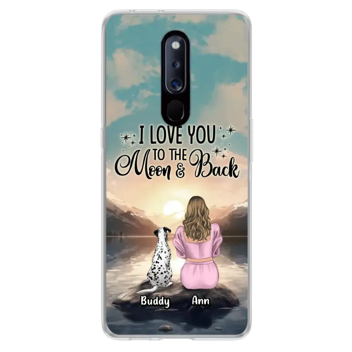 Custom Personalized Dog Mom Phone Case - Upto 6 Dogs - Gift Idea for Dog Lovers - I Love You To The Moon & Back - Case for Xiaomi/Huawei/Oppo