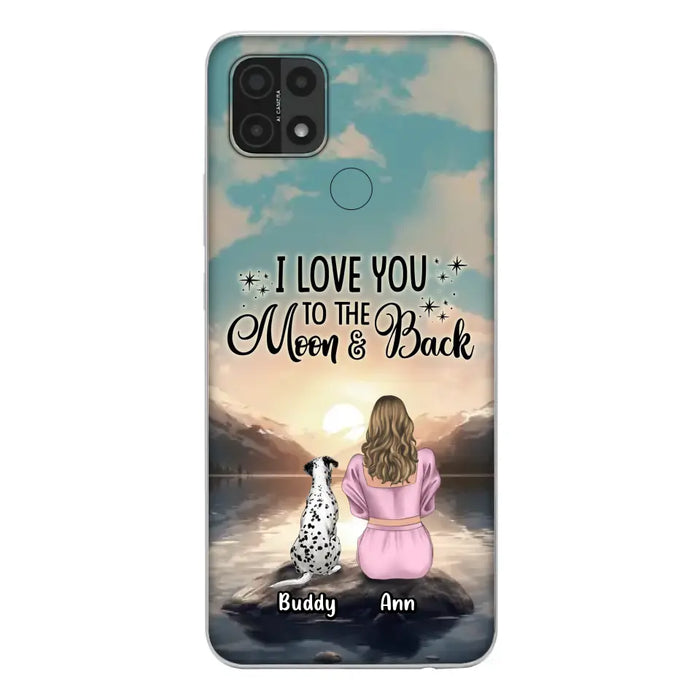 Custom Personalized Dog Mom Phone Case - Upto 6 Dogs - Gift Idea for Dog Lovers - I Love You To The Moon & Back - Case for Xiaomi/Huawei/Oppo