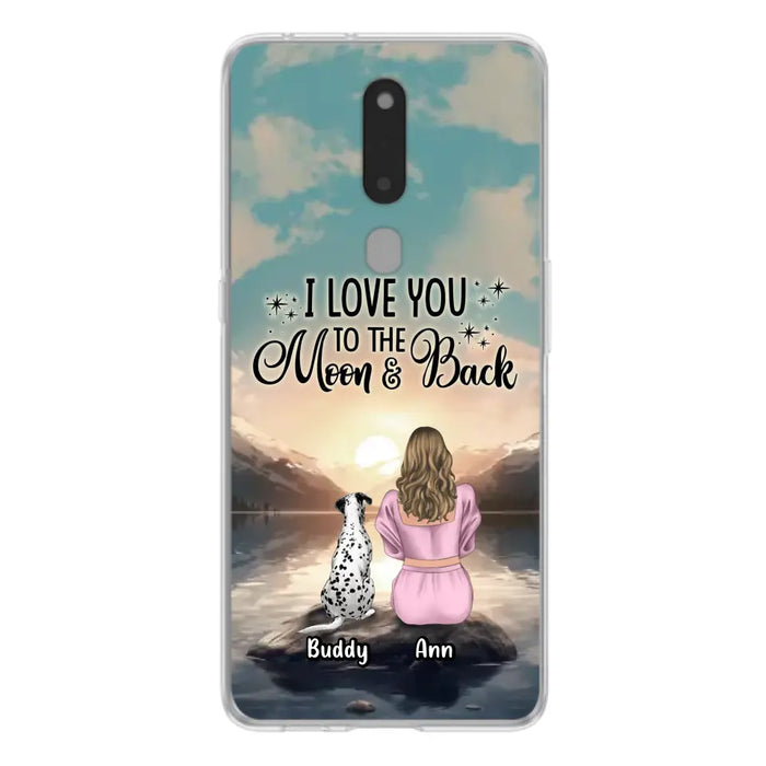 Custom Personalized Dog Mom Phone Case - Upto 6 Dogs - Gift Idea for Dog Lovers - I Love You To The Moon & Back - Case for Xiaomi/Huawei/Oppo