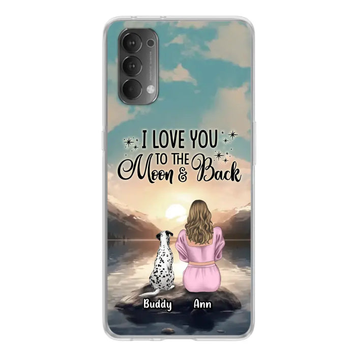 Custom Personalized Dog Mom Phone Case - Upto 6 Dogs - Gift Idea for Dog Lovers - I Love You To The Moon & Back - Case for Xiaomi/Huawei/Oppo