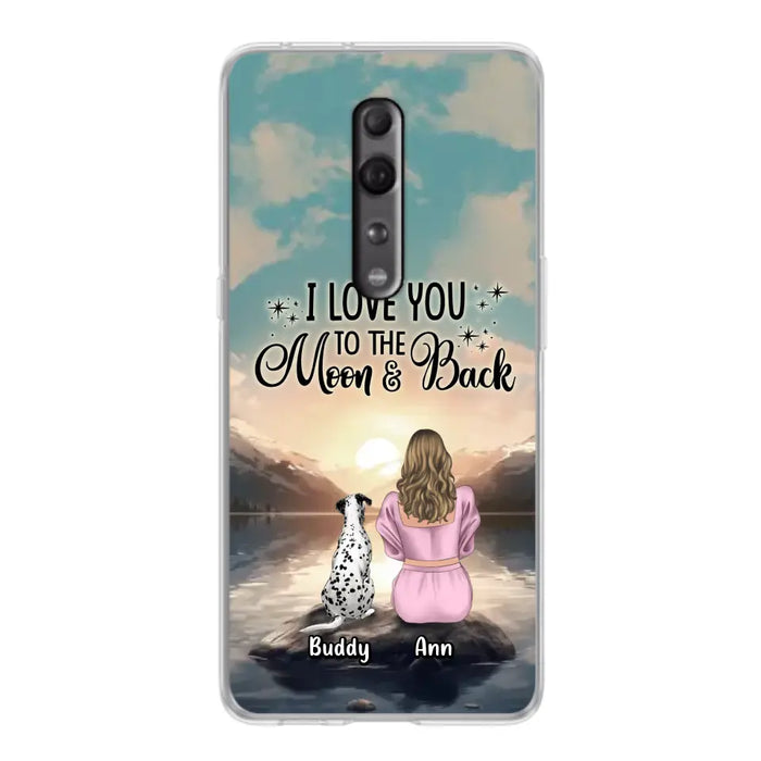 Custom Personalized Dog Mom Phone Case - Upto 6 Dogs - Gift Idea for Dog Lovers - I Love You To The Moon & Back - Case for Xiaomi/Huawei/Oppo