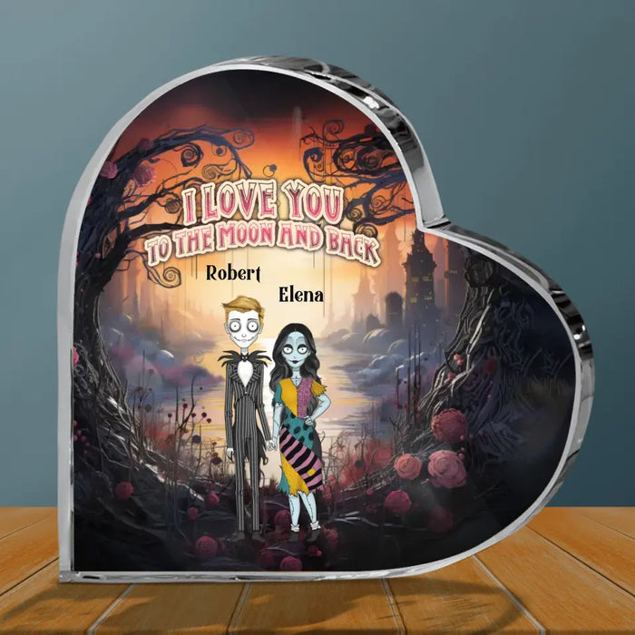 Custom Personalized Horror Crystal Heart - Gift Idea For Couple/Halloween - I Love You To The Moon & Back