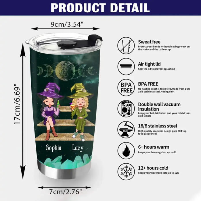 Custom Personalized Witch Tumbler - Gift Idea For Besties/ Witches/ Halloween - I'm The Bestie Warning Bestie May Be Drunk Or Lost Also Just Send Help