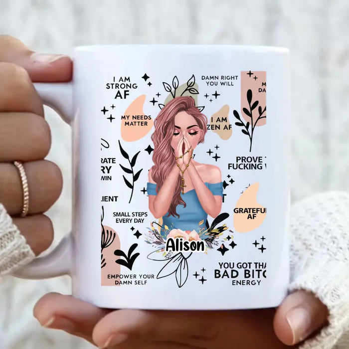 Custom Personalized Praying Girl Coffee Mug - Gift Idea for Girls/Friends