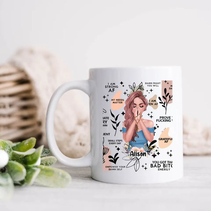 Custom Personalized Praying Girl Coffee Mug - Gift Idea for Girls/Friends