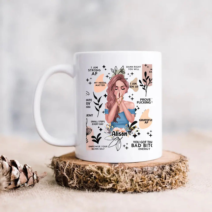 Custom Personalized Praying Girl Coffee Mug - Gift Idea for Girls/Friends