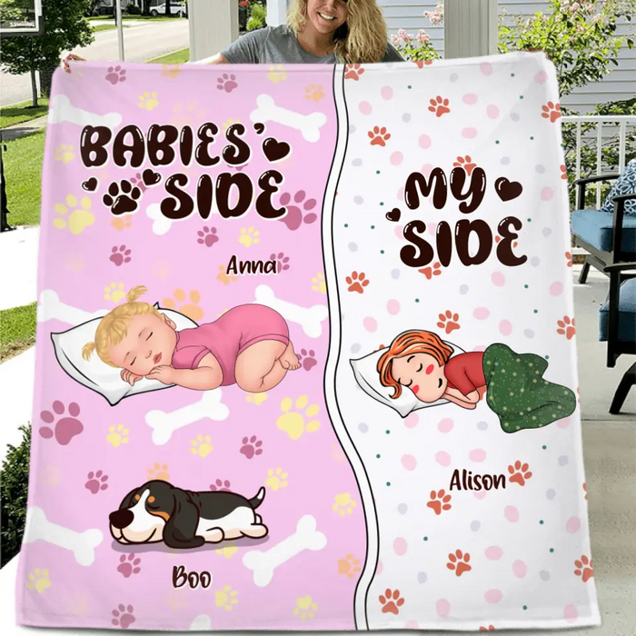 Custom Personalized Family Quilt/Single Layer Fleece Blanket - Upto 3 People & 3 Pets - Gift Idea for Family