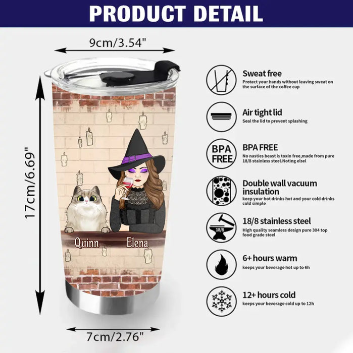 Custom Personalized Witch Tumbler - Upto 6 Dogs/Cats - Halloween Gift Idea for Dog/Cat Lovers - We're Not Sugar & Spice And Everything Nice