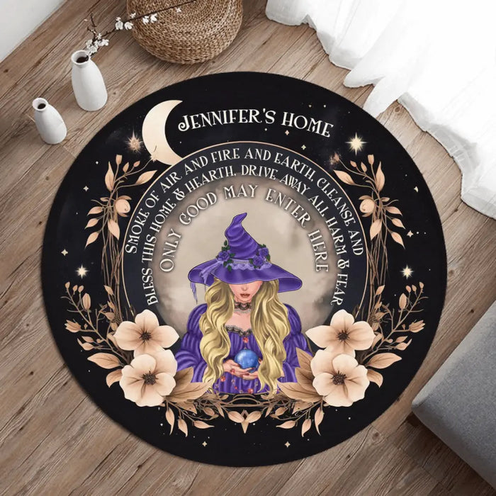 Custom Personalized Witch Round Rug - Gift Idea For Halloween/Wicca Decor/Pagan Decor - Only Good May Enter Here