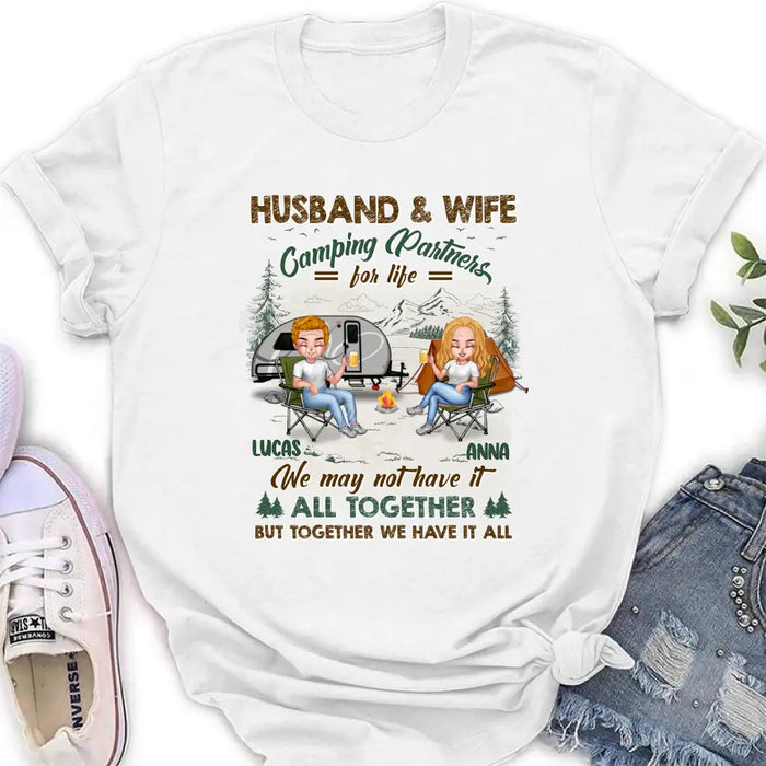 Personalized Camping Couple Shirt/Hoodie - Gift Idea For Camping Lover/Couple - Husband & Wife Camping Partners For Life We May Not Have It All Together But Together We Have It All