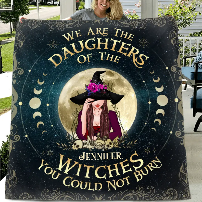 Personalized Witch Fleece Throw Blanket/Quilt - Halloween Gift Idea For Witch Lovers - We Are The Daughters Of The Witches You Could Not Burn