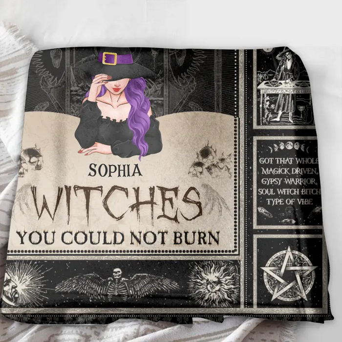 Custom Personalized Witch Single Layer Fleece/Quilt Blanket - Upto 3 Witches - Gift Idea for Halloween - We Are The Daughters Of The Witches You Could Not Burn