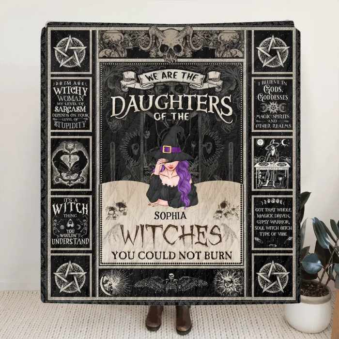 Custom Personalized Witch Single Layer Fleece/Quilt Blanket - Upto 3 Witches - Gift Idea for Halloween - We Are The Daughters Of The Witches You Could Not Burn