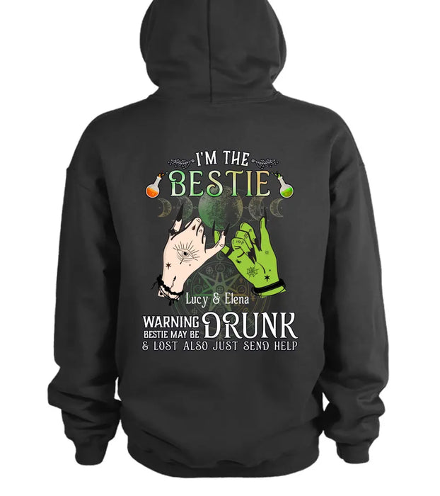 Personalized Witch Besties Pullover Hoodie Back - Gift Idea For Halloween/Witch Lovers/Besties - I'm The Bestie