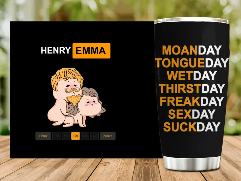 Custom Personalized Couple Tumbler - Best Gift Ideas For Husband/ Wife/ Birthday/ Anniversary - Wetday Thirstday Freakday