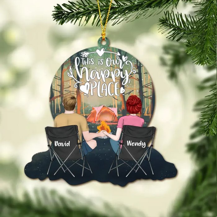 Custom Personalized Camping Couple Ornament - Christmas Gift Idea For Couple/Camping Lovers - This Is Our Happy Place