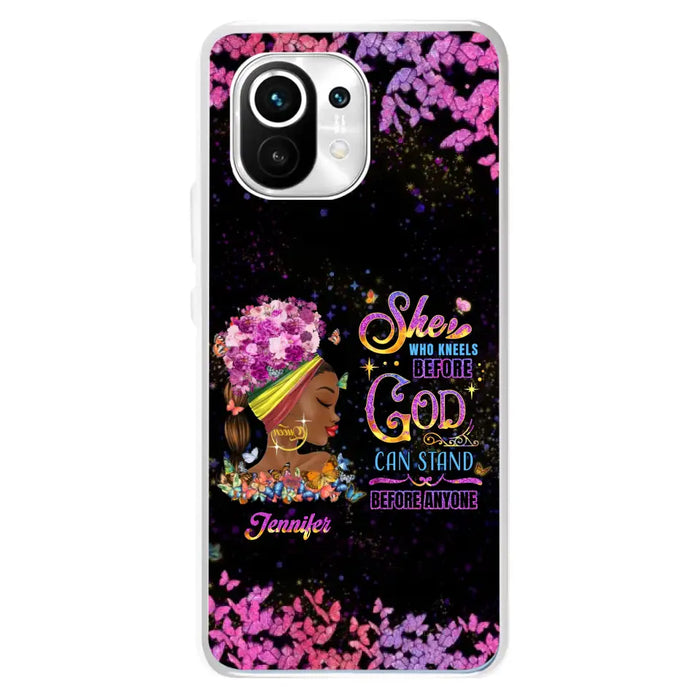 Custom Personalized Black Girl Phone Case - Gift Idea for Birthday/Friends - She Who Kneels Before God Can Stand Before Anyone - Case For Oppo/Xiaomi/Huawei