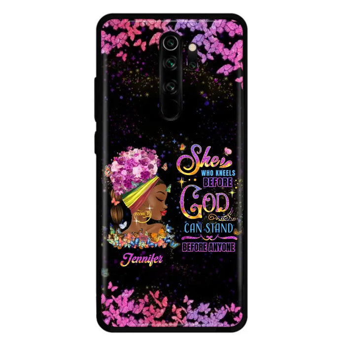 Custom Personalized Black Girl Phone Case - Gift Idea for Birthday/Friends - She Who Kneels Before God Can Stand Before Anyone - Case For Oppo/Xiaomi/Huawei