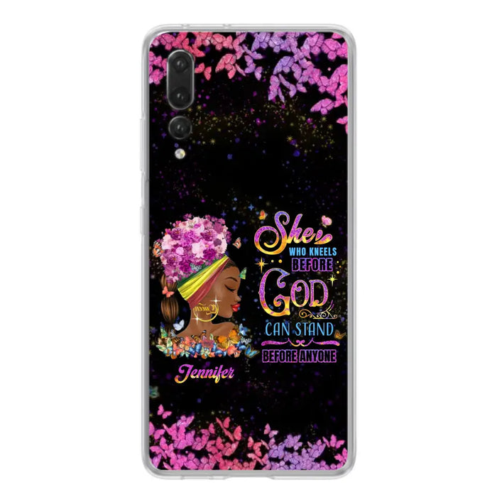 Custom Personalized Black Girl Phone Case - Gift Idea for Birthday/Friends - She Who Kneels Before God Can Stand Before Anyone - Case For Oppo/Xiaomi/Huawei