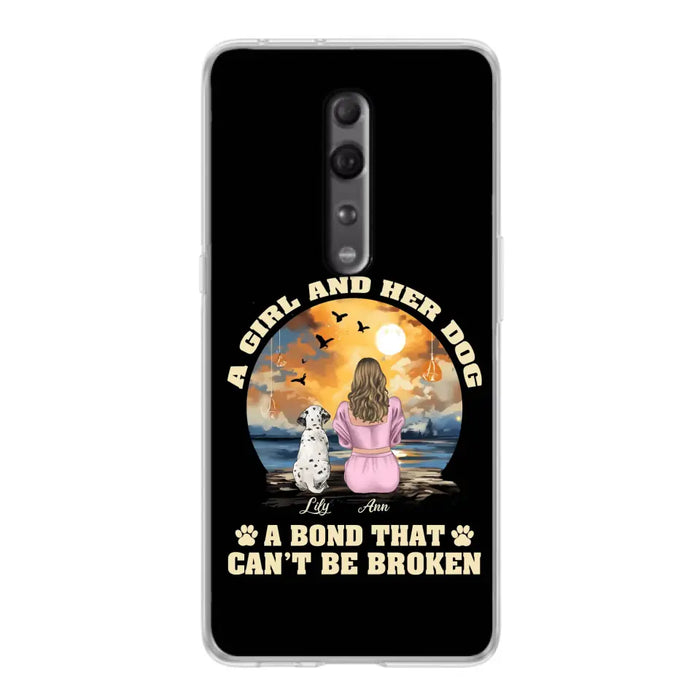 Custom Personalized Dog Mom Phone Case - Upto 4 Dogs - Gift Idea for Dog Owners - Case For Xiaomi/ Oppo/ Huawei - A Girl And Her Dog A Bond That Can't Be Broken