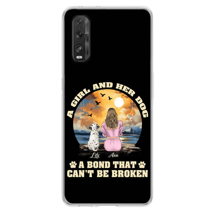 Custom Personalized Dog Mom Phone Case - Upto 4 Dogs - Gift Idea for Dog Owners - Case For Xiaomi/ Oppo/ Huawei - A Girl And Her Dog A Bond That Can't Be Broken