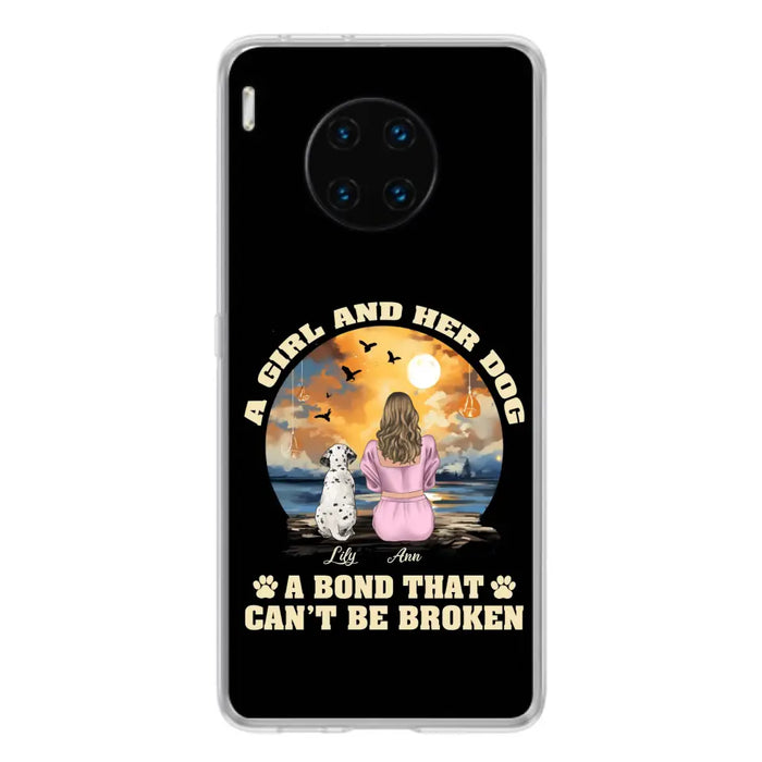 Custom Personalized Dog Mom Phone Case - Upto 4 Dogs - Gift Idea for Dog Owners - Case For Xiaomi/ Oppo/ Huawei - A Girl And Her Dog A Bond That Can't Be Broken