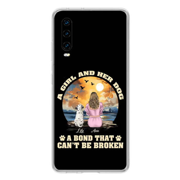 Custom Personalized Dog Mom Phone Case - Upto 4 Dogs - Gift Idea for Dog Owners - Case For Xiaomi/ Oppo/ Huawei - A Girl And Her Dog A Bond That Can't Be Broken