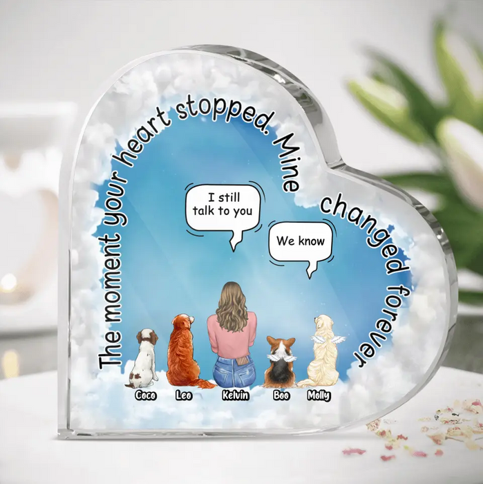 Custom Personalized Pet Mom/Dad Crystal Heart - Upto 4 Pets - Gift Idea For Pets Lover - The Moment Your Heart Stopped Mine Changed Forever