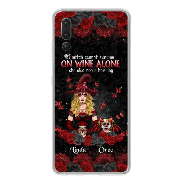 Personalized Witch Phone Case - Halloween Gift Idea for Witch Lovers/Pet Lovers - A Witch Can Not Survive On Wine Alone She Also Needs Her Dog - Case For Oppo/Xiaomi/Huawei