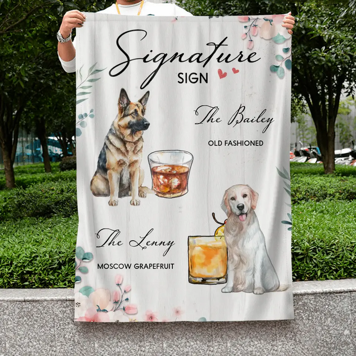 Personalized Wedding Flag Sign - Upload Upto 2 Pet's Photo - Wedding Gift Idea For Couple/ Dog Lover - Signature Drink Sign