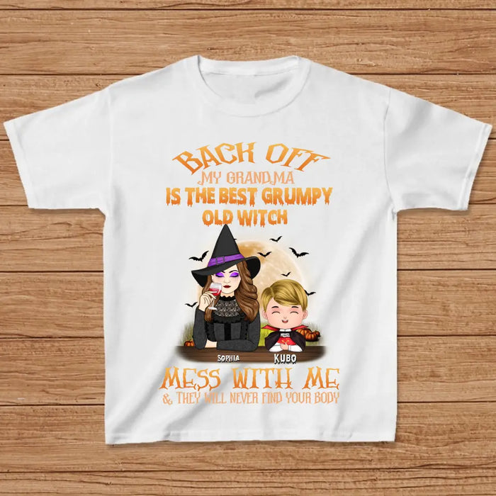 Personalized Halloween Kid T-Shirt - Halloween Gift Idea from Grandma - Back Off My Grandma Is The Best Grumpy Old Witch