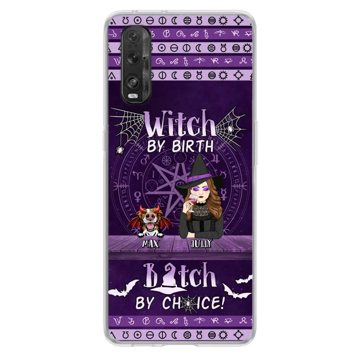 Custom Personalized Witch Phone Case - Halloween Gift Idea for Witch Lovers/Pet Lovers - Upto 3 Dogs/Cats - Witch By Birth Bitch By Choice - Case For Xiaomi/ Oppo/ Huawei