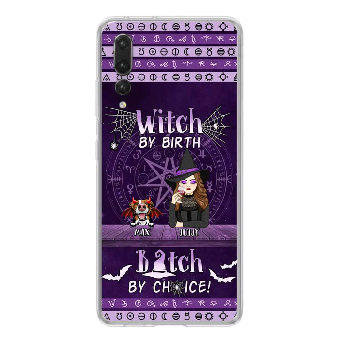 Custom Personalized Witch Phone Case - Halloween Gift Idea for Witch Lovers/Pet Lovers - Upto 3 Dogs/Cats - Witch By Birth Bitch By Choice - Case For Xiaomi/ Oppo/ Huawei