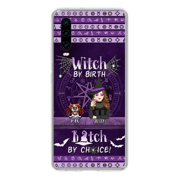 Custom Personalized Witch Phone Case - Halloween Gift Idea for Witch Lovers/Pet Lovers - Upto 3 Dogs/Cats - Witch By Birth Bitch By Choice - Case For Xiaomi/ Oppo/ Huawei