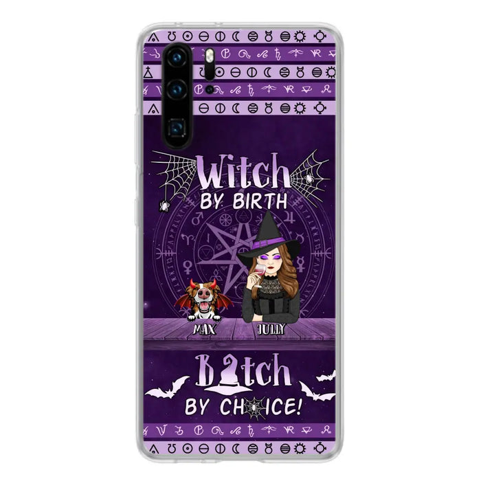 Custom Personalized Witch Phone Case - Halloween Gift Idea for Witch Lovers/Pet Lovers - Upto 3 Dogs/Cats - Witch By Birth Bitch By Choice - Case For Xiaomi/ Oppo/ Huawei